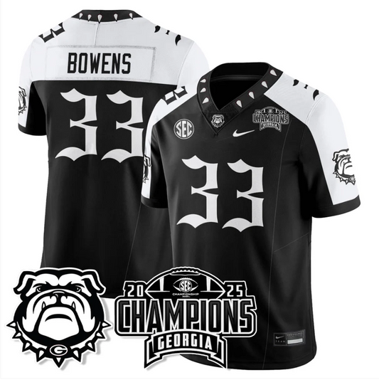 Chauncey Bowens Jersey #33 Georgia Bulldogs Gothic SEC Football Champions