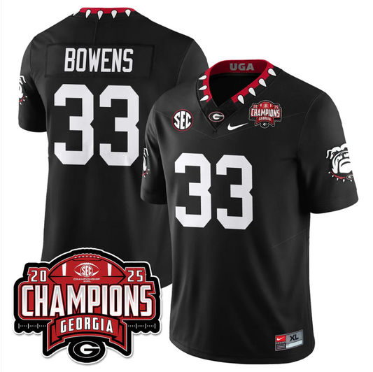 Chauncey Bowens Jersey #33 Georgia Bulldogs SEC Champions Patch Stitched