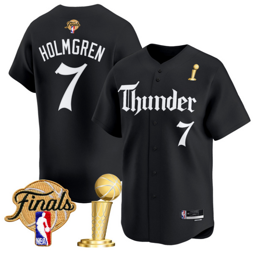 Chet Holmgren Jersey #7 Oklahoma City Thunder Gothic Storm 2025 Champions Black