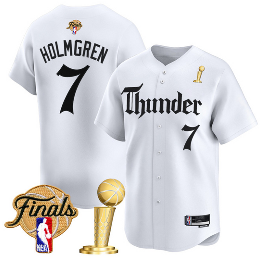 Chet Holmgren Jersey #7 Oklahoma City Thunder Gothic Storm 2025 Champions White