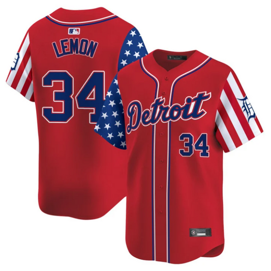 Chet Lemon Jersey #34 Detroit Tigers 2025 Memorial Day Vapor Premier Limited Stitched Red