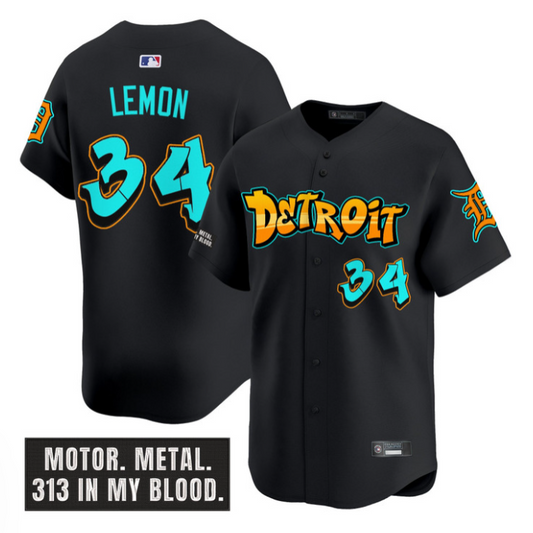 Chet Lemon Jersey #34 Detroit Tigers Graffiti Motor City Edition Stitched Black