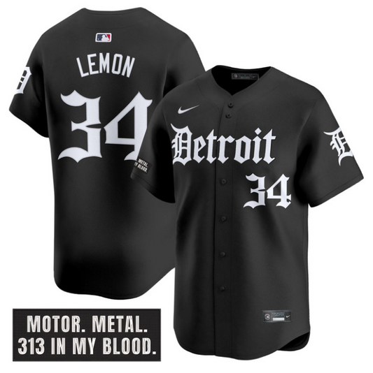 Chet Lemon Jersey #34 Detroit Tigers Motor Gothic Edition Vapor Limited Stitched Black