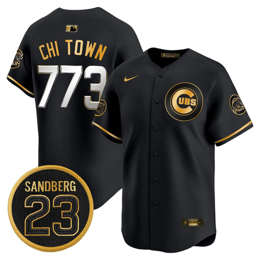 Chi Town Jersey #773 Chicago Cubs Ryne Sandberg Tribute Stitched Black Gold