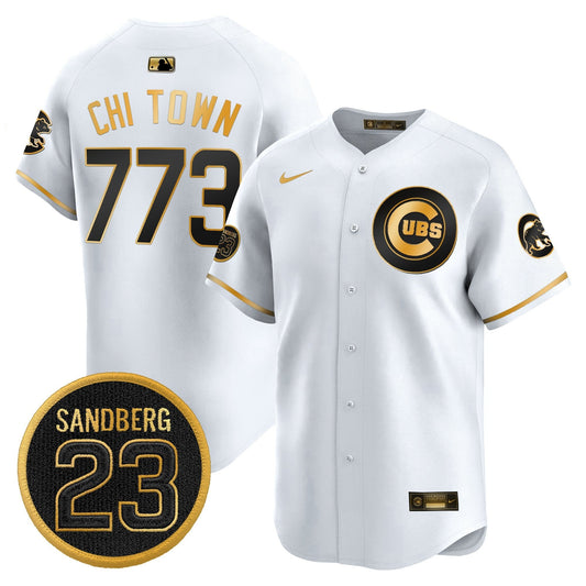 Chi Town Jersey #773 Chicago Cubs Ryne Sandberg Tribute Stitched White Gold