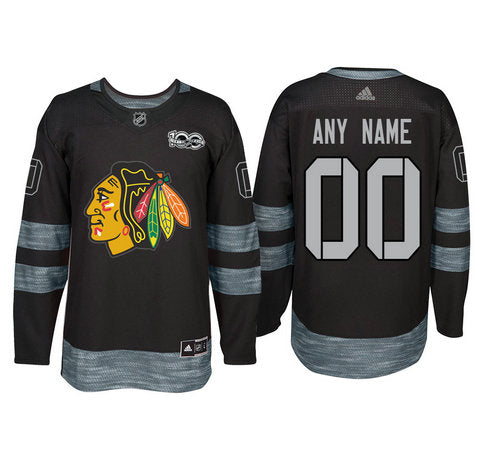 Chicago Blackhawks Black 1917-2017 100th Anniversary Stitched NHL Custom Jersey