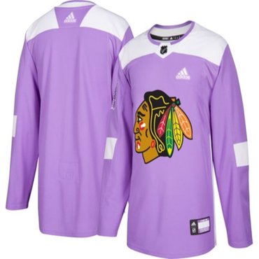 Chicago Blackhawks Purple Pink Custom Hockey Fights Cancer Practice Jersey