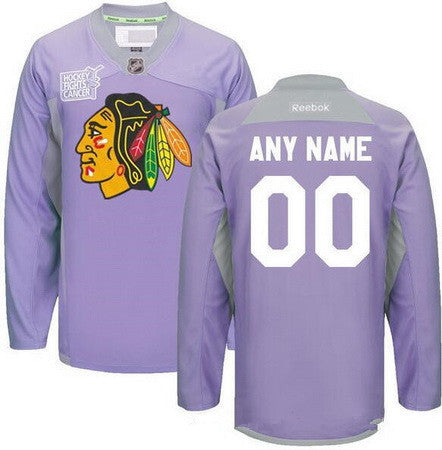 Chicago Blackhawks Purple Pink Custom Reebok Hockey Fights Cancer Practice Jersey