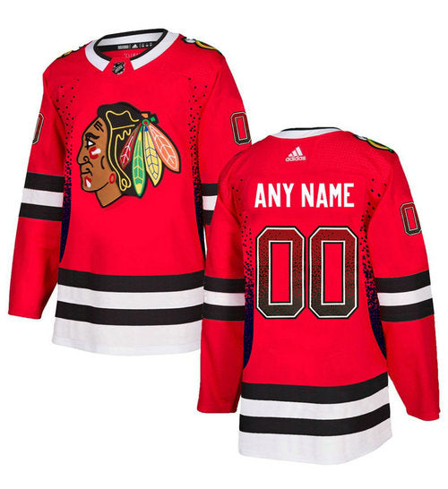 Chicago Blackhawks Red Customized Drift Fashion Jersey