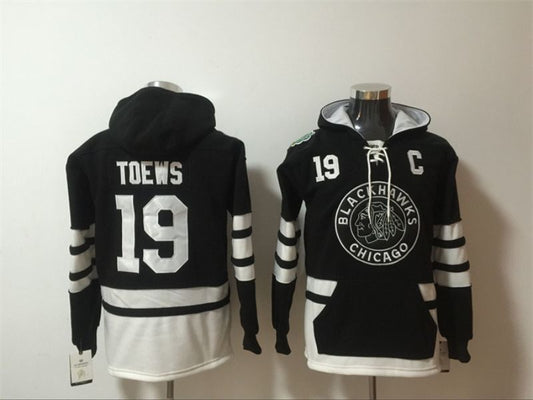 Chicago Blackhawks #19 Jonathan Toews Pullover Hoodie Black