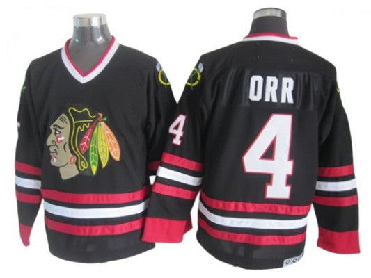 Chicago Blackhawks #4 Bobby Orr Vintage CCM Jersey -Black