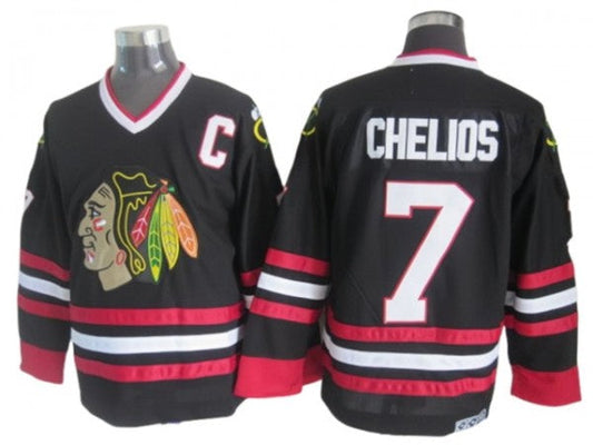Chicago Blackhawks #7 Chris Chelios Vintage CCM Jersey -Black