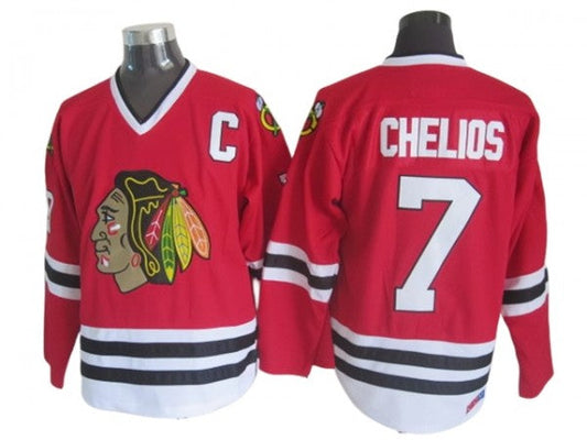 Chicago Blackhawks #7 Chris Chelios Vintage CCM Jersey - Red