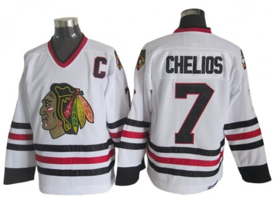 Chicago Blackhawks #7 Chris Chelios Vintage CCM Jersey -White