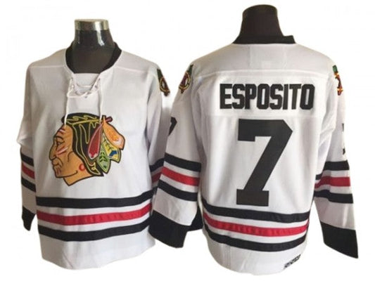 Chicago Blackhawks #7 Phil Esposito 1963 Vintage CCM Jersey - White