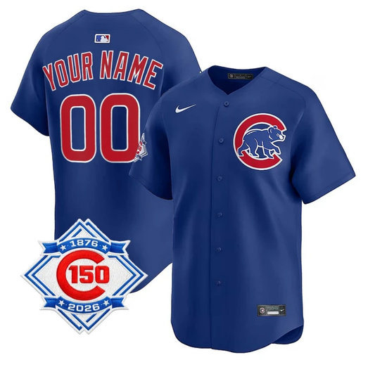 Chicago Cubs 150th Anniversary Custom Jersey - All Stitched Royal Blue
