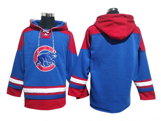 Chicago Cubs Blue Ageless Must-Have Lace-Up Pullover Hoodie