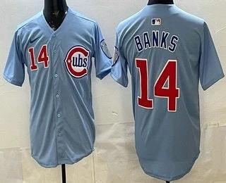 Chicago Cubs #14 Ernie Banks Baby Blue Limited Jersey Stitched