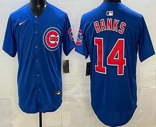 Chicago Cubs #14 Ernie Banks Blue Limited Jersey Stitched