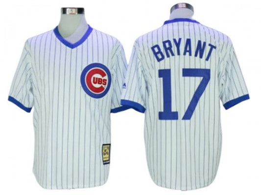 Chicago Cubs #17 Kris Bryant Cooperstown Collection Throwback Jersey - White