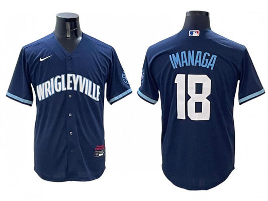 Chicago Cubs #18 Shota Imanaga Navy City Connect Jersey