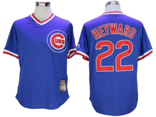 Chicago Cubs #22 Jason Heyward Cooperstown Collection Throwback Jersey - Blue