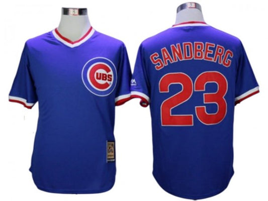 Chicago Cubs #23 Ryne Sandberg Cooperstown Collection Throwback Jersey -Blue