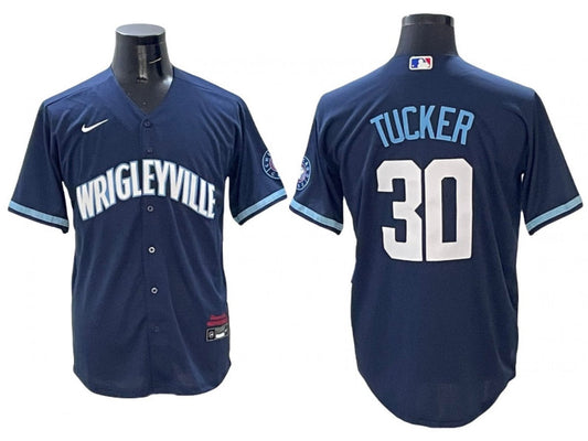 Chicago Cubs #30 Kyle Tucker Navy City Connect Jersey
