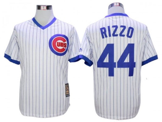 Chicago Cubs #44 Anthony Rizzo Cooperstown Collection Throwback Jersey - White