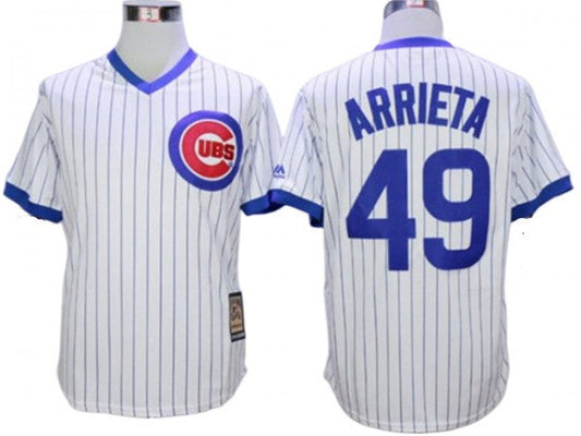 Chicago Cubs #49 Jake Arrieta Throwback Jersey - White