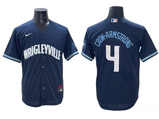 Chicago Cubs #4 Pete Crow-Armstrong Navy City Connect Jersey