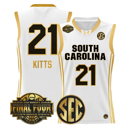 Chloe Kitts Jersey #21 South Carolina 2026 Final Four Stitched White Gold