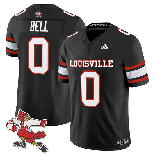 Chris Bell Jersey #0 Louisville Cardinals 1980s Throwback Stitched Black