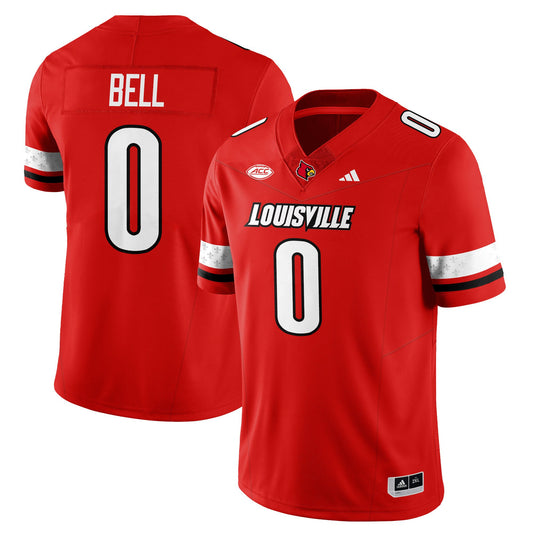 Chris Bell Jersey #0 Louisville Football 2025 Vapor Limited Stitched Red