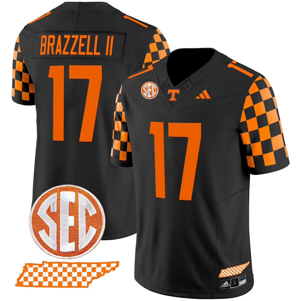 Chris Brazzell II Jersey #17 Tennessee Vols Rebrand 2026 Checkerboard Black
