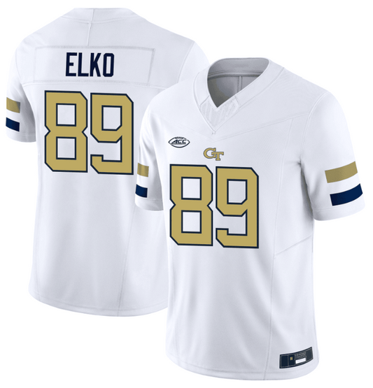 Chris Elko Jersey #89 Georgia Tech Yellow Jacket College Football Edition White
