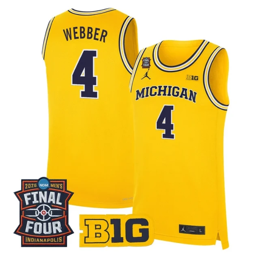 Chris Webber Jersey #4 Michigan Wolverines 2026 Final Four Stitched Maize