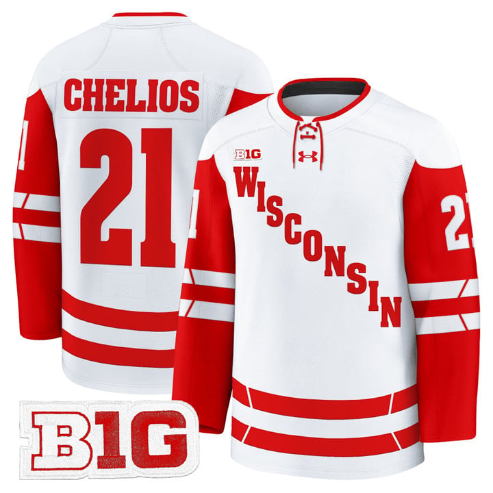 Chris Chelios Jersey #21 Wisconsin Badgers 2025-26 Premium Stitched