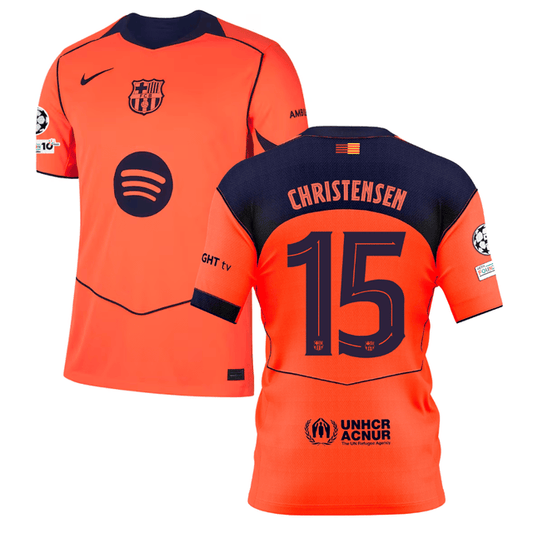 Christensen 15 Barcelona 2025-26 Third Match Jersey – Orange