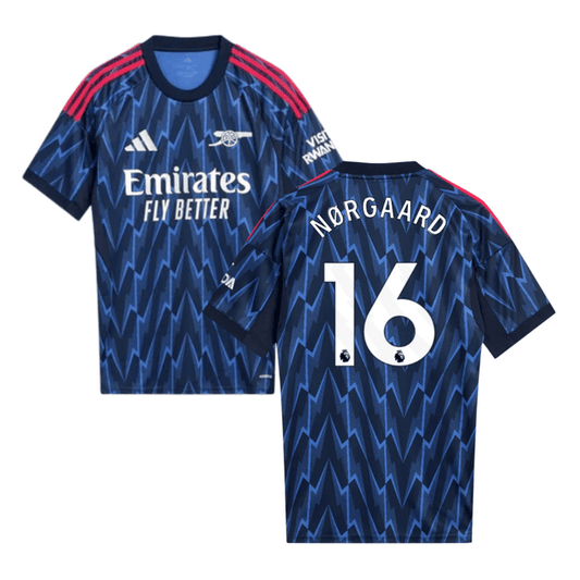 Christian Norgaard #16 Arsenal 2025-26 Away Men Jersey – Blue