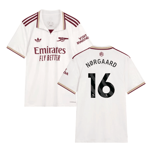 Christian Norgaard #16 Arsenal 2025-26 Third Jersey – Cream