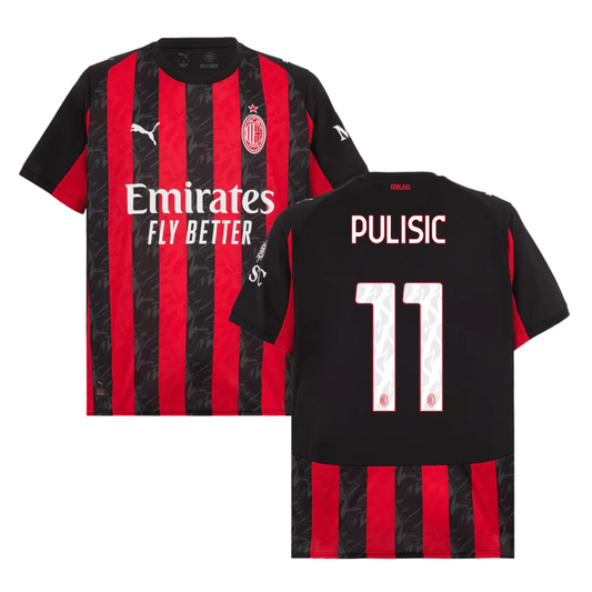 Christian Pulisic 11 AC Milan 2025-26 Home Match Jersey – Black Red