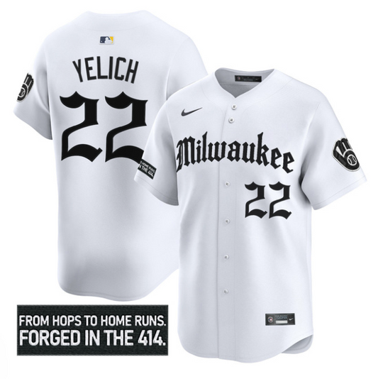 Christian Yelich Jersey #22 Milwaukee Brewers Gothic 414 Shadows Edition White