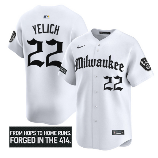 Christian Yelich Jersey #22 Milwaukee Brewers Gothic 414 Shadows Edition White
