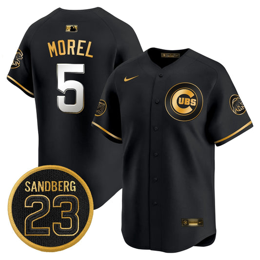 Christopher Morel Jersey #5 Chicago Cubs Ryne Sandberg Tribute Stitched Black Gold