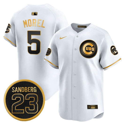 Christopher Morel Jersey #5 Chicago Cubs Ryne Sandberg Tribute Stitched White Gold