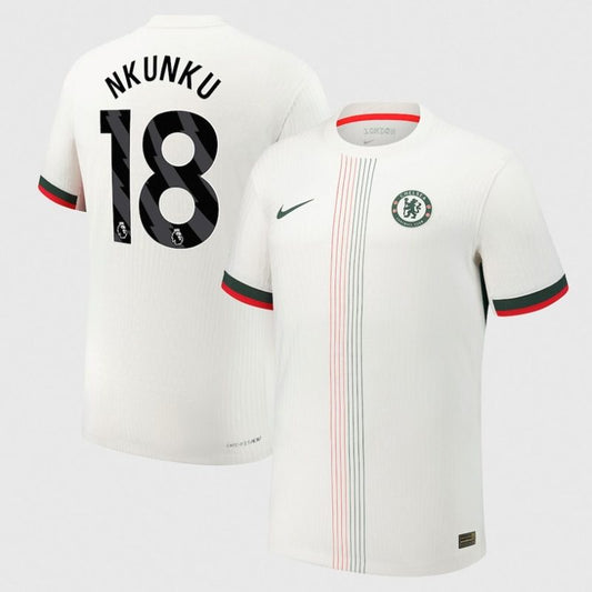 Christopher Nkunku 18 Chelsea 2025-26 Away Jersey – White