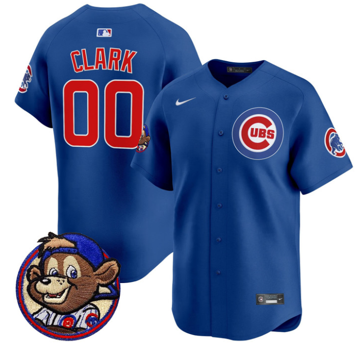 Clark Jersey #00 Chicago Cubs Clark Patch Vapor Premier Limited Stitched Royal