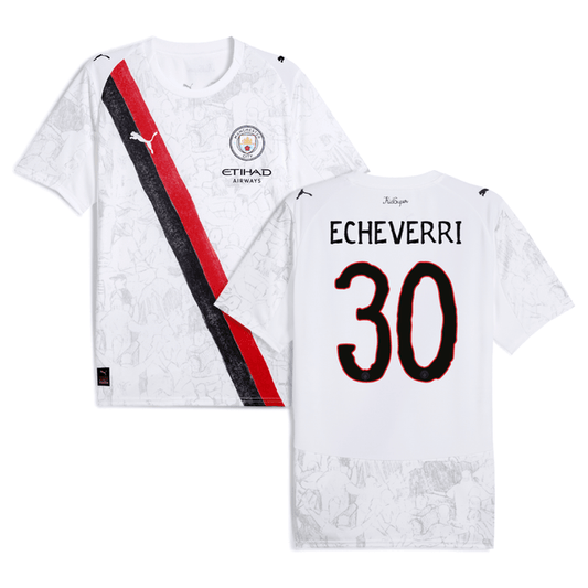 Claudio Echeverri 30 Manchester City 2025-26 Match Jersey – White