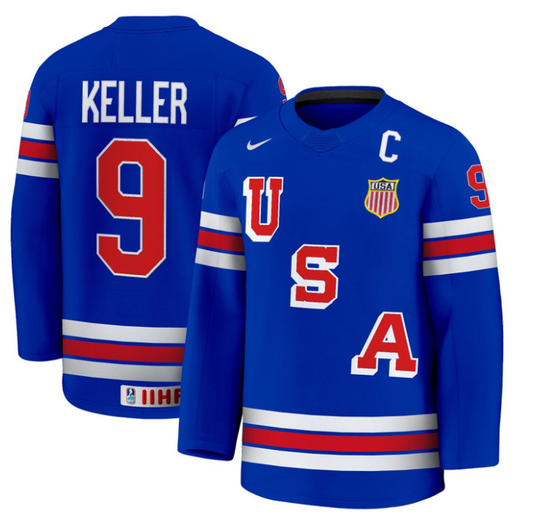 Clayton Keller Jersey #9 USA Hockey 2025 Premium Stitched Away